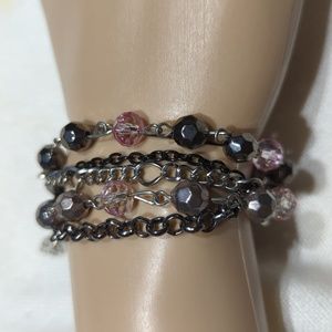 4 strand black & pink bracelet